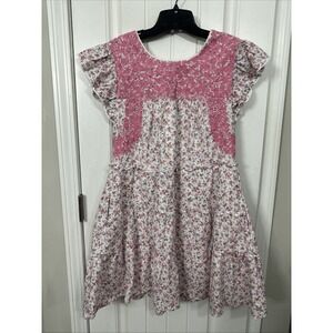 J Marie Floral Embroidered Mini Dress Flutter Sleeve Size Small Feminine Whimsy